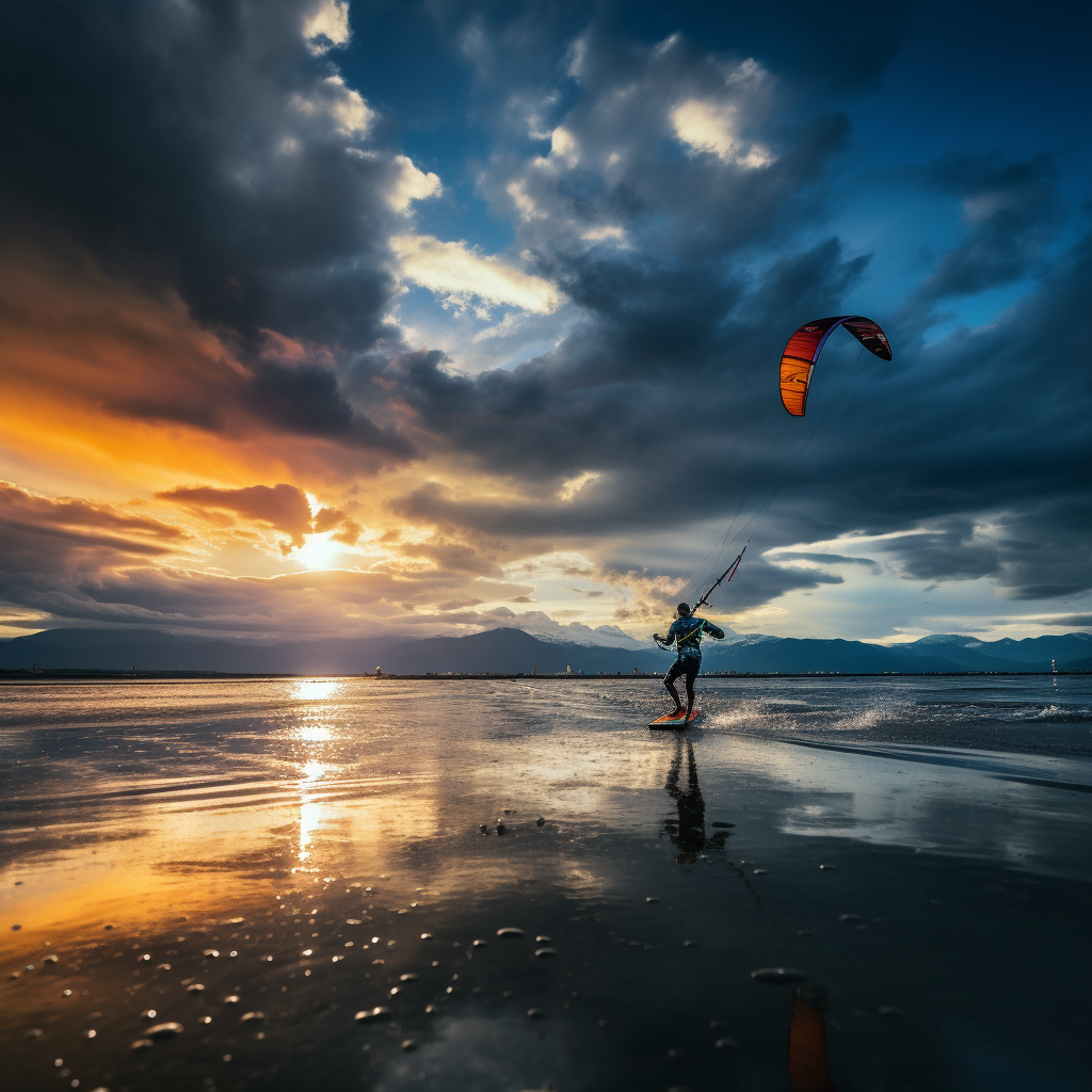 Kite Surfer Flat Water Image