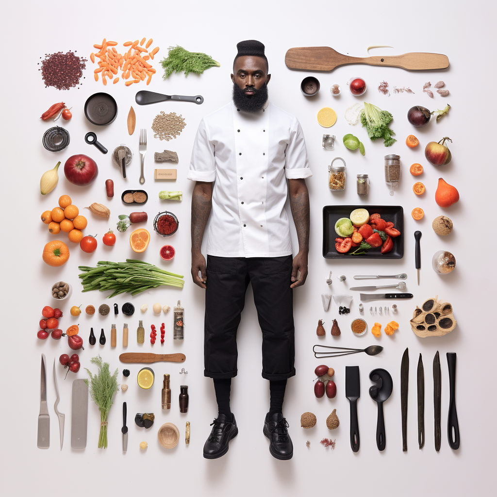 Knolling Chef in Abloh Style