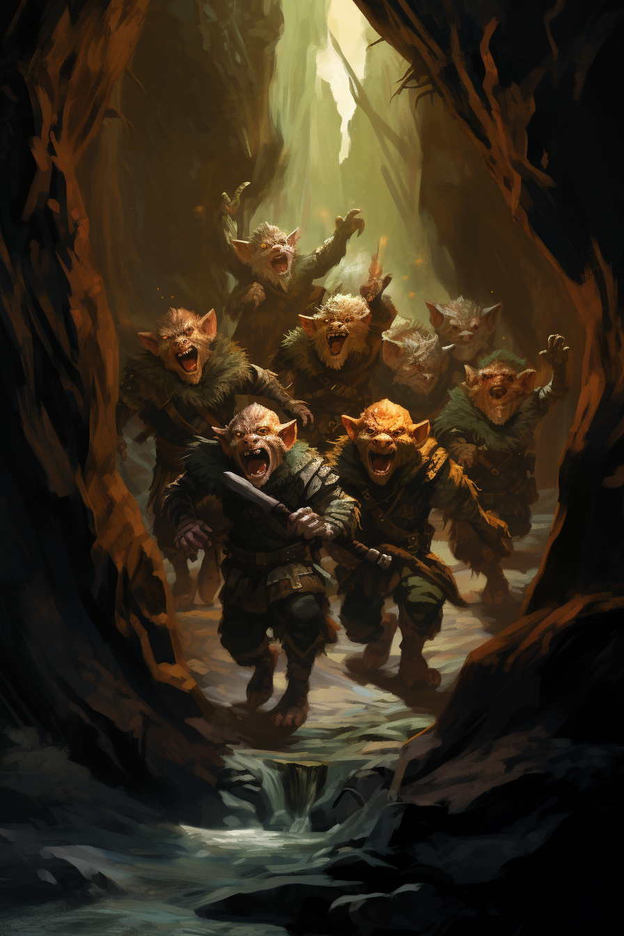 Kobolds and Hobgoblin exploring the forest