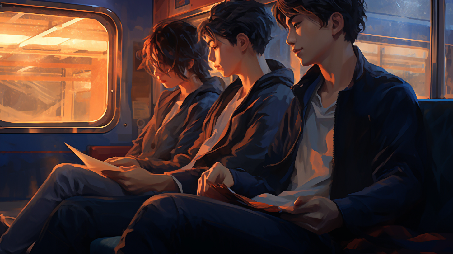 Group of Korean friends enjoying an evening journey