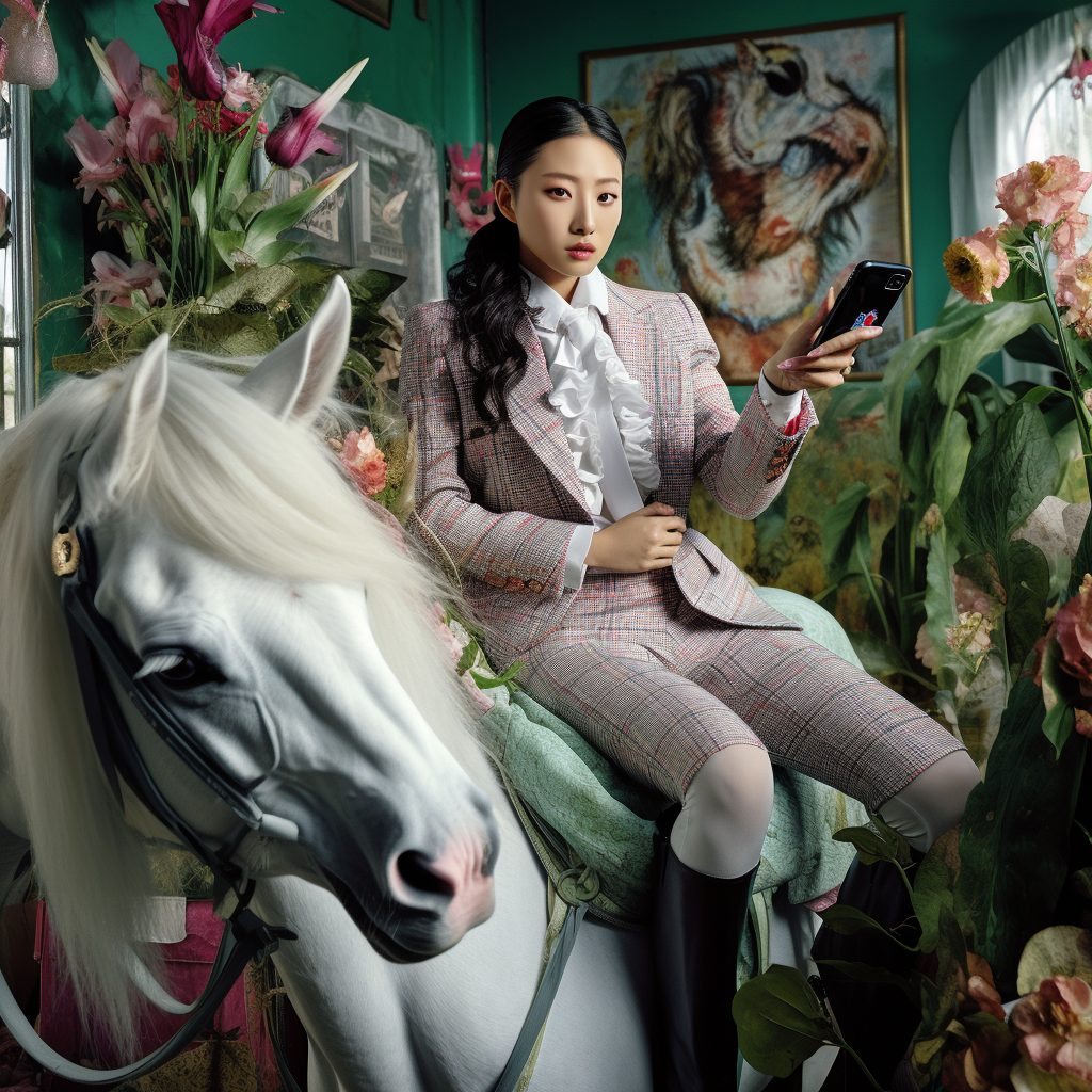 K-Pop Female Idol on Unicorn in Exotic Office