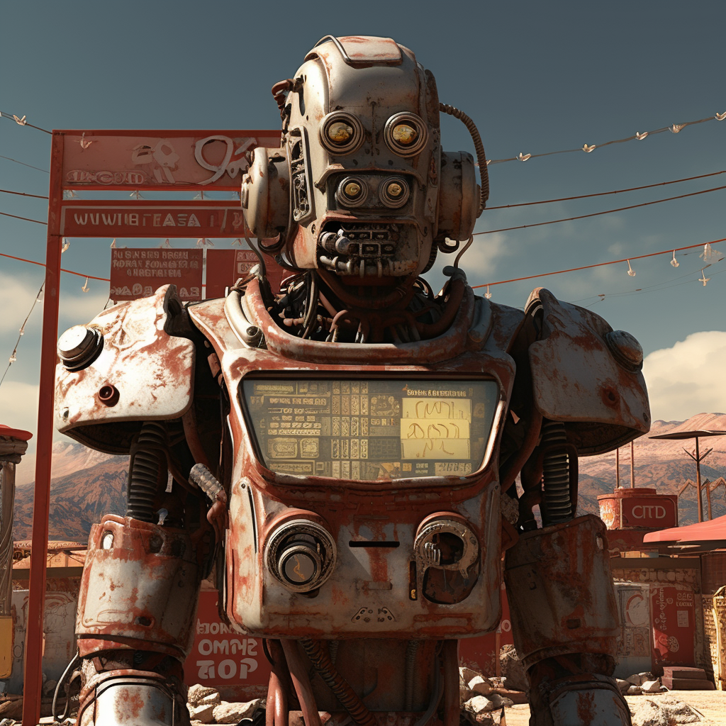 Kratos image displayed on Fallout New Vegas Securitron