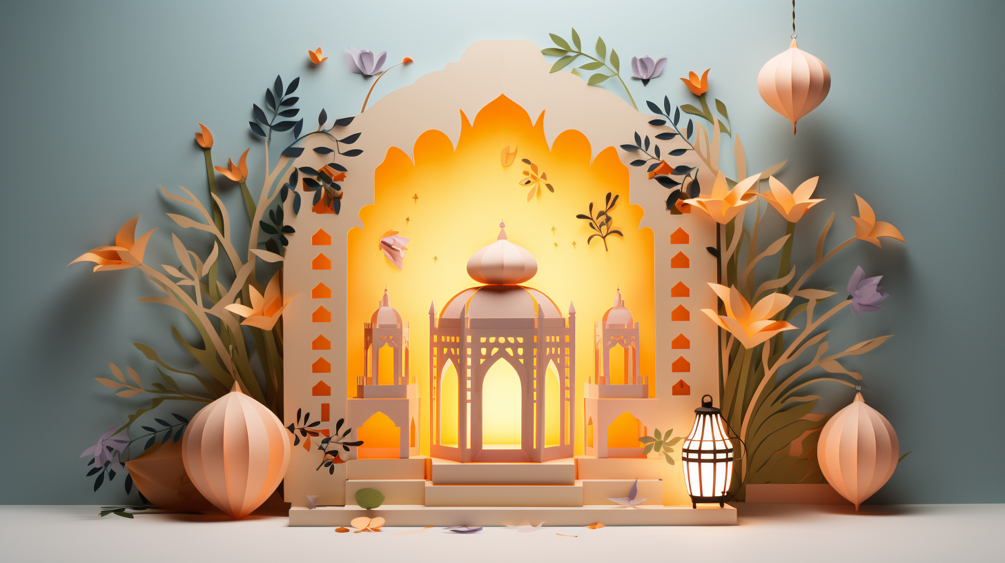 Lantern and Ramadan Paper Cutouts in Gardenscape