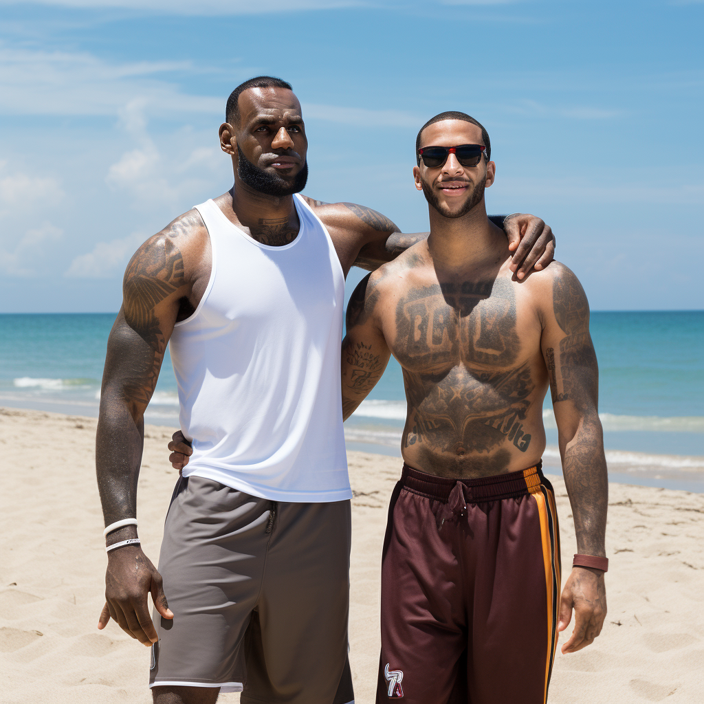 LeBron and Andrew Tate on Beach