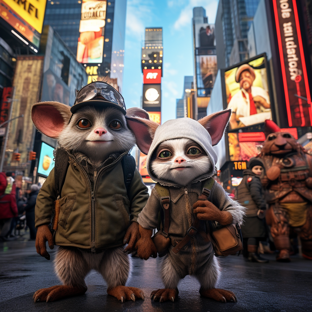 Les Gremlins visiting Time Square