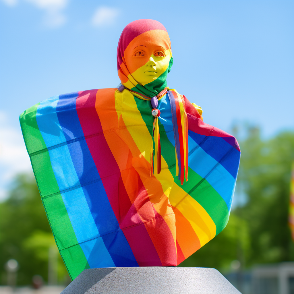 Rainbow baby flag statue