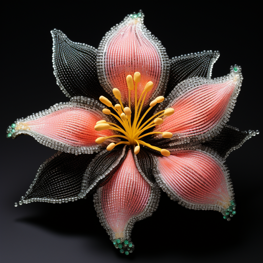 Stunning Lily Flower Brooch on Black Background