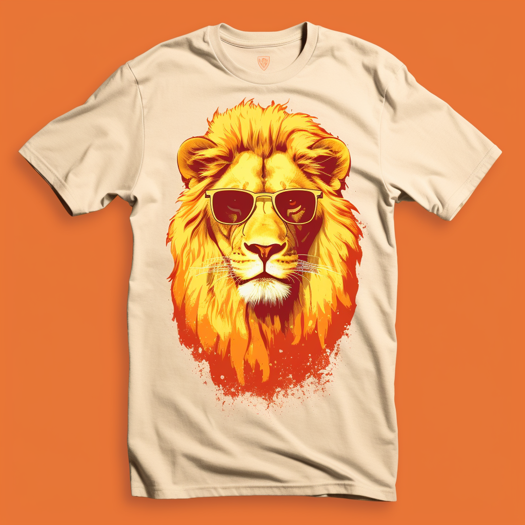 Lion wearing t-shirt and sunglasses