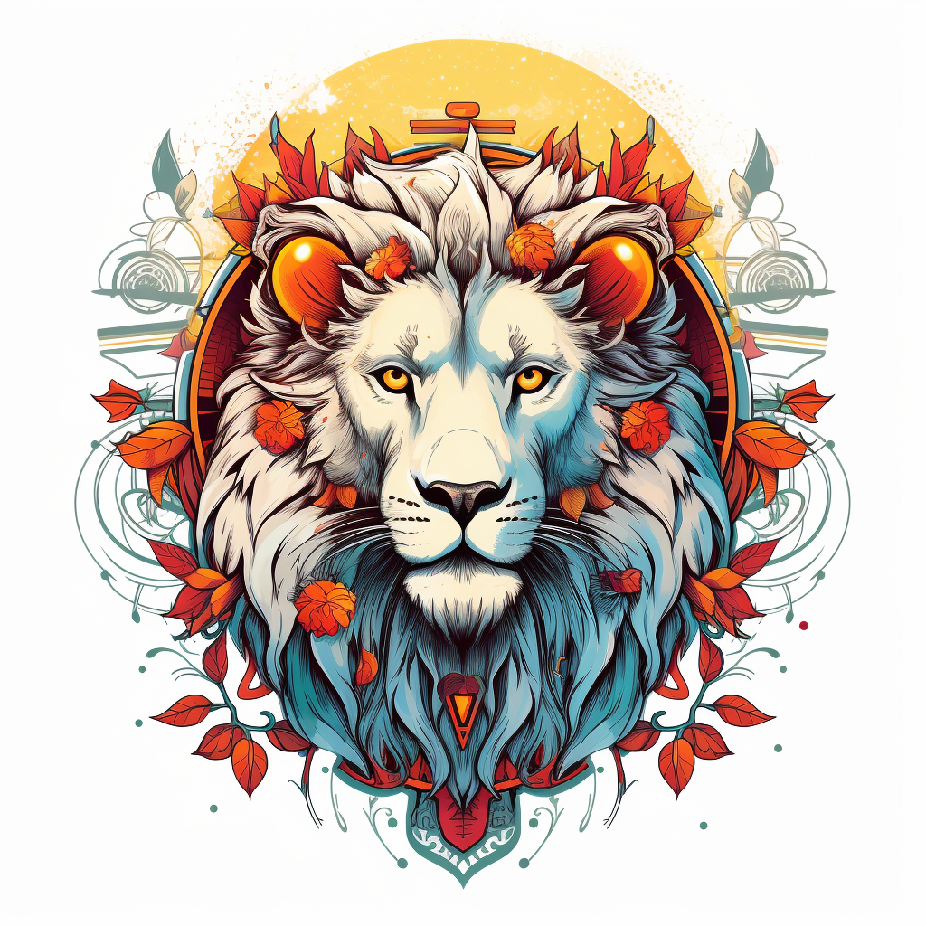 Lion circle tshirt design illustration