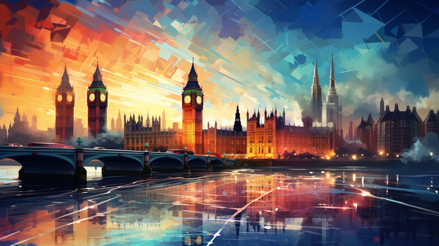 Vibrant London city landmarks illustration