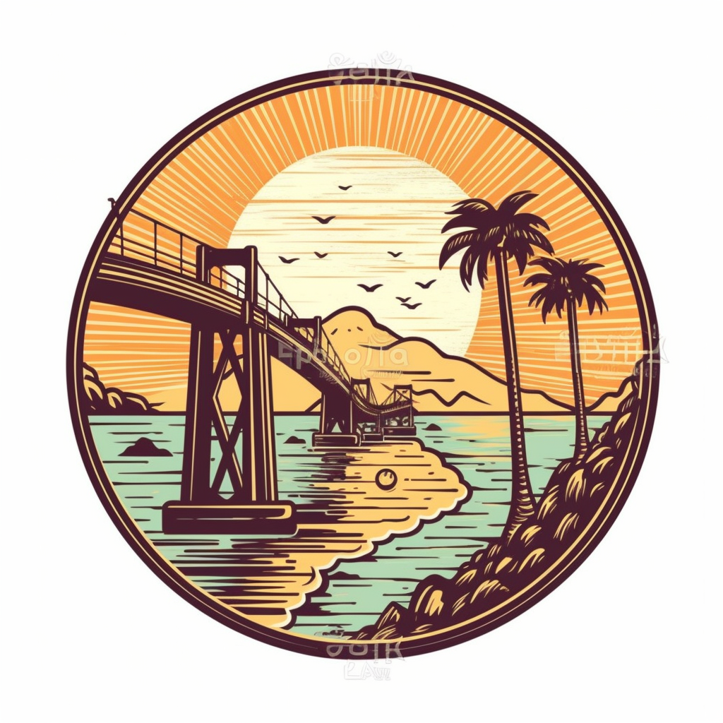 Los Angeles Beach Bridge Hollywood Logo