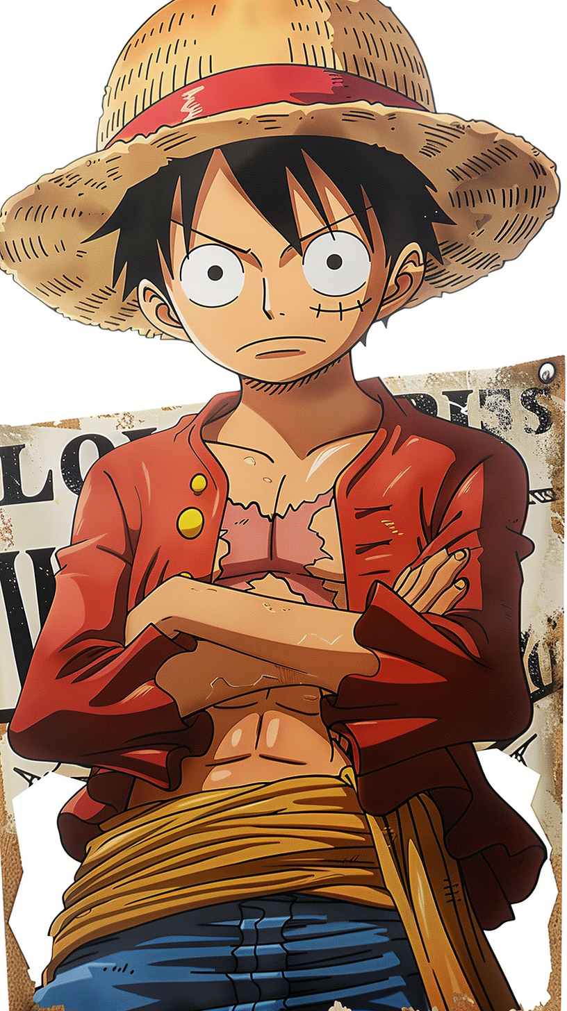 Luffy Wanted Poster White Background