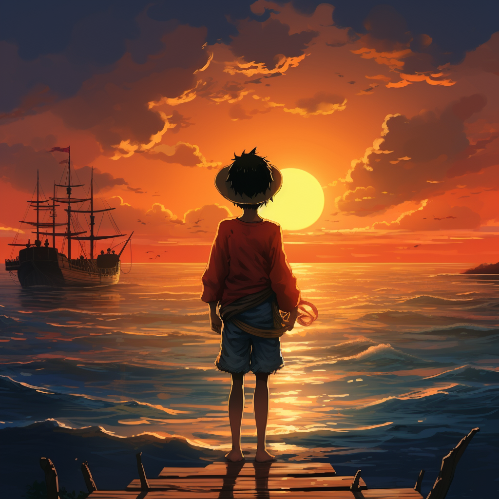 Luffy enjoying a beautiful sunrise