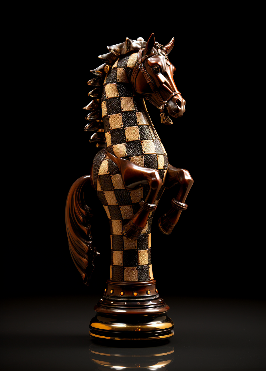 Luis Vuitton Chess Piece Knight in Dramatic Style