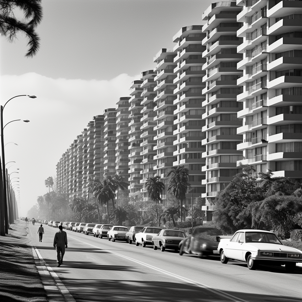 Empty luxury condos next to busy road