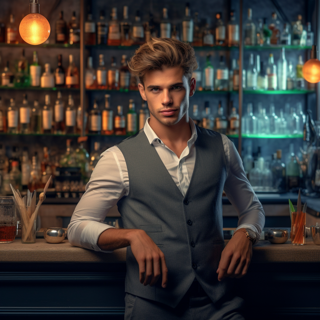 Stylish bartender serving luxury cocktails