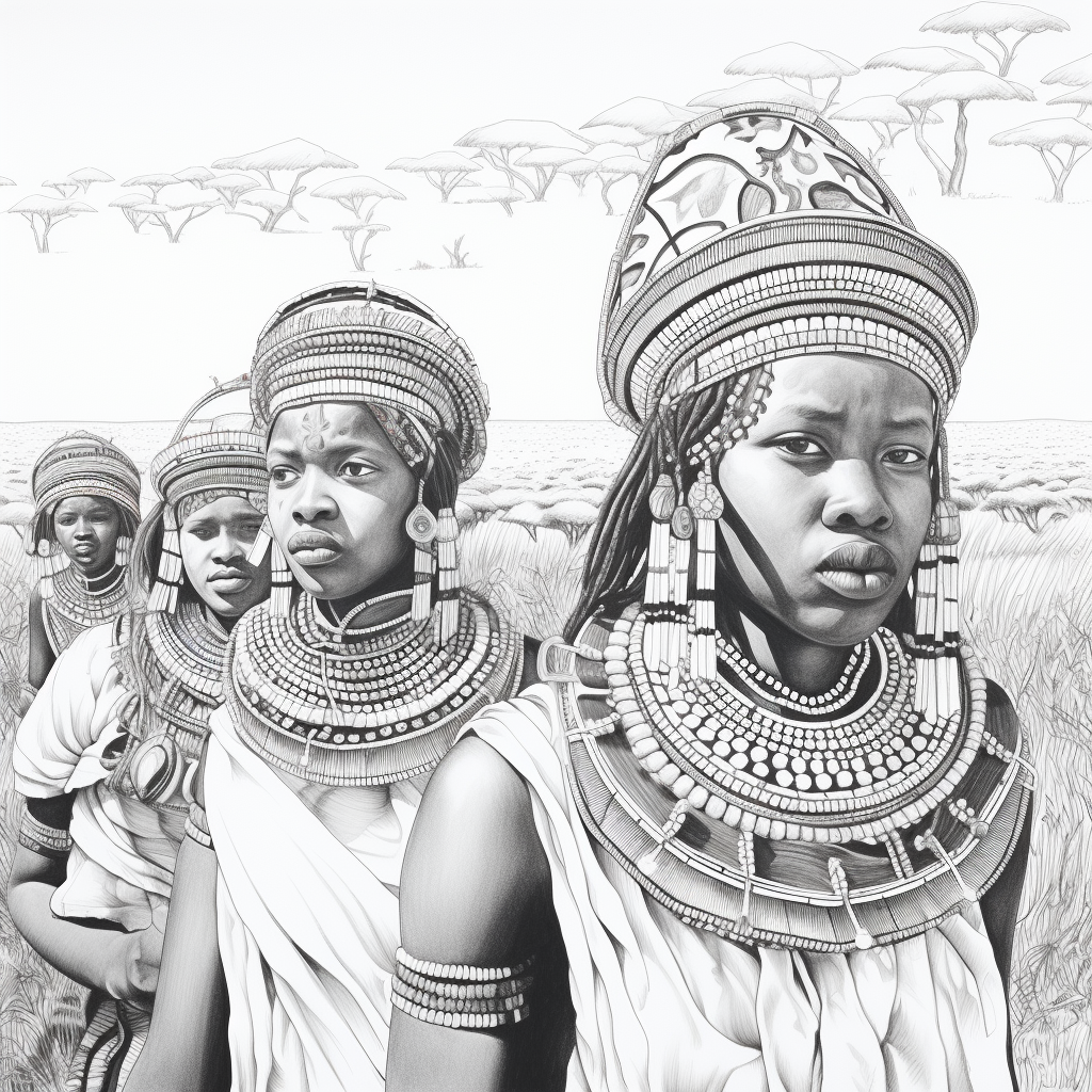 Maasai women dancing with vibrant jewelry