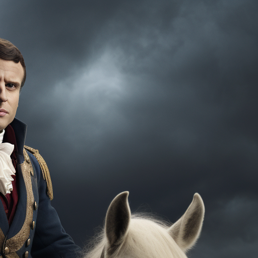 Emmanuel Macron riding horse in uniform