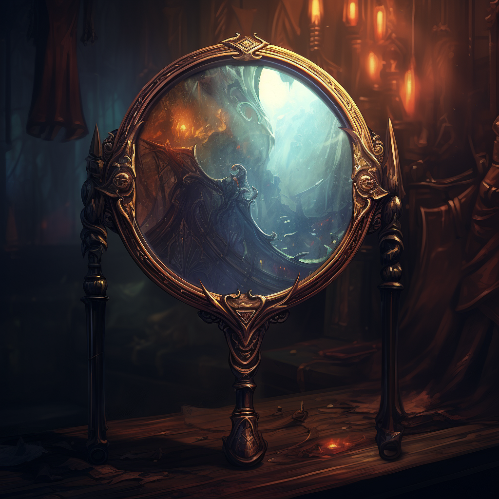 Mirror with Handle depicting Magic: The Gathering theme