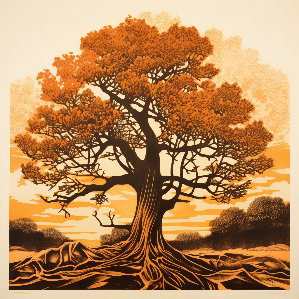 Brown and Ocre Mahogany Tree