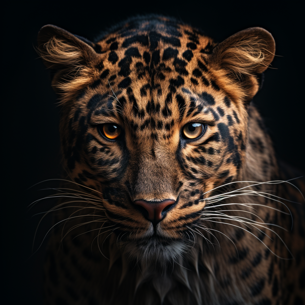 Majestic leopard portrait closeup