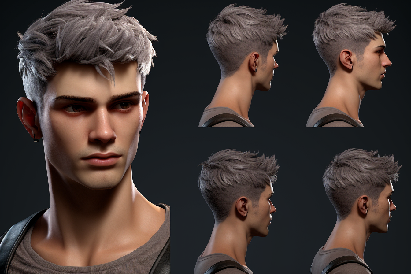 3D model character with short hair