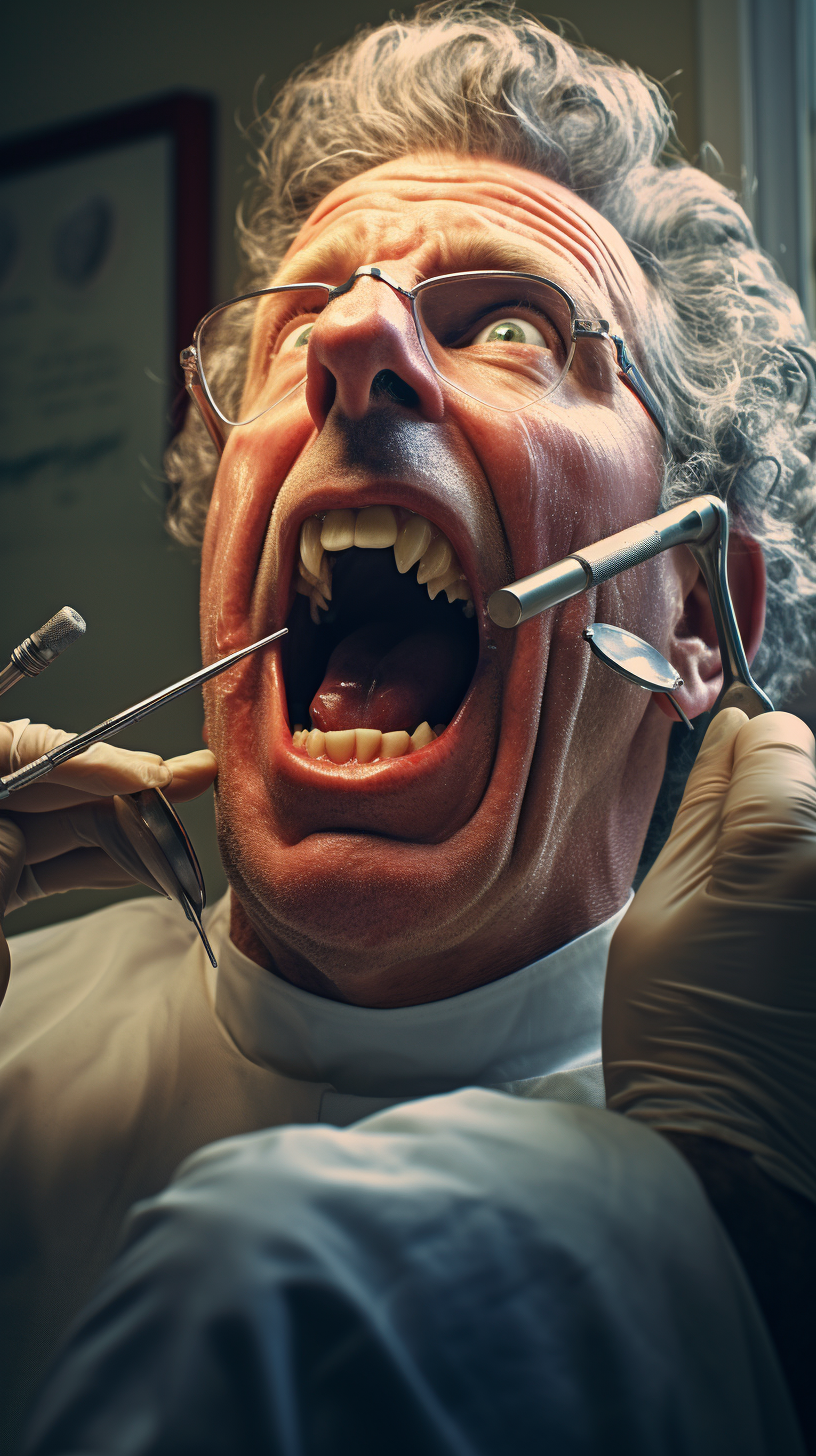 Man at Dentist with Plaque on Teeth