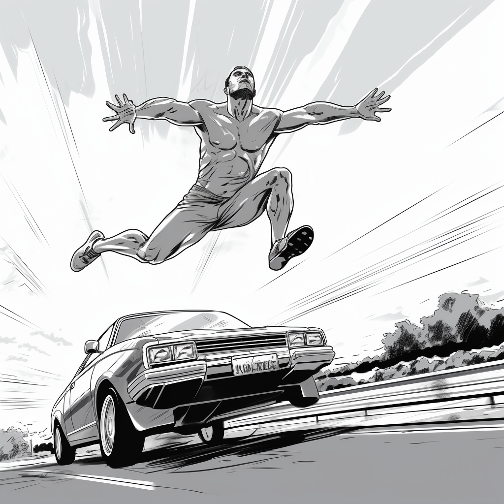 Man hurdling car track field race