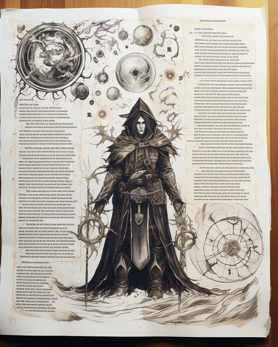 Man mage holding dark arcana on old paper