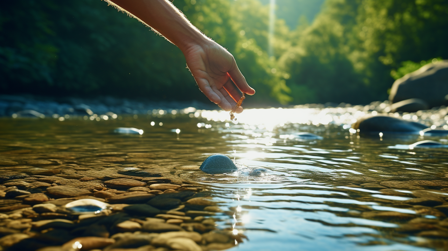 Man Pulling Metal Object from River