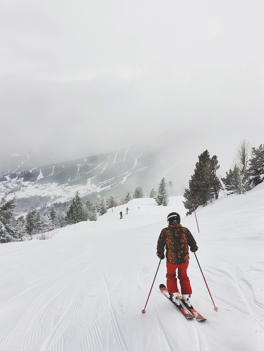 Man skiing clown costume in French Alps