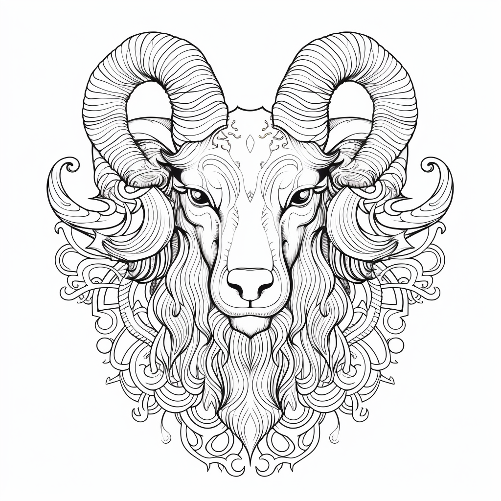 Symmetrical Mandala Goat Illustration