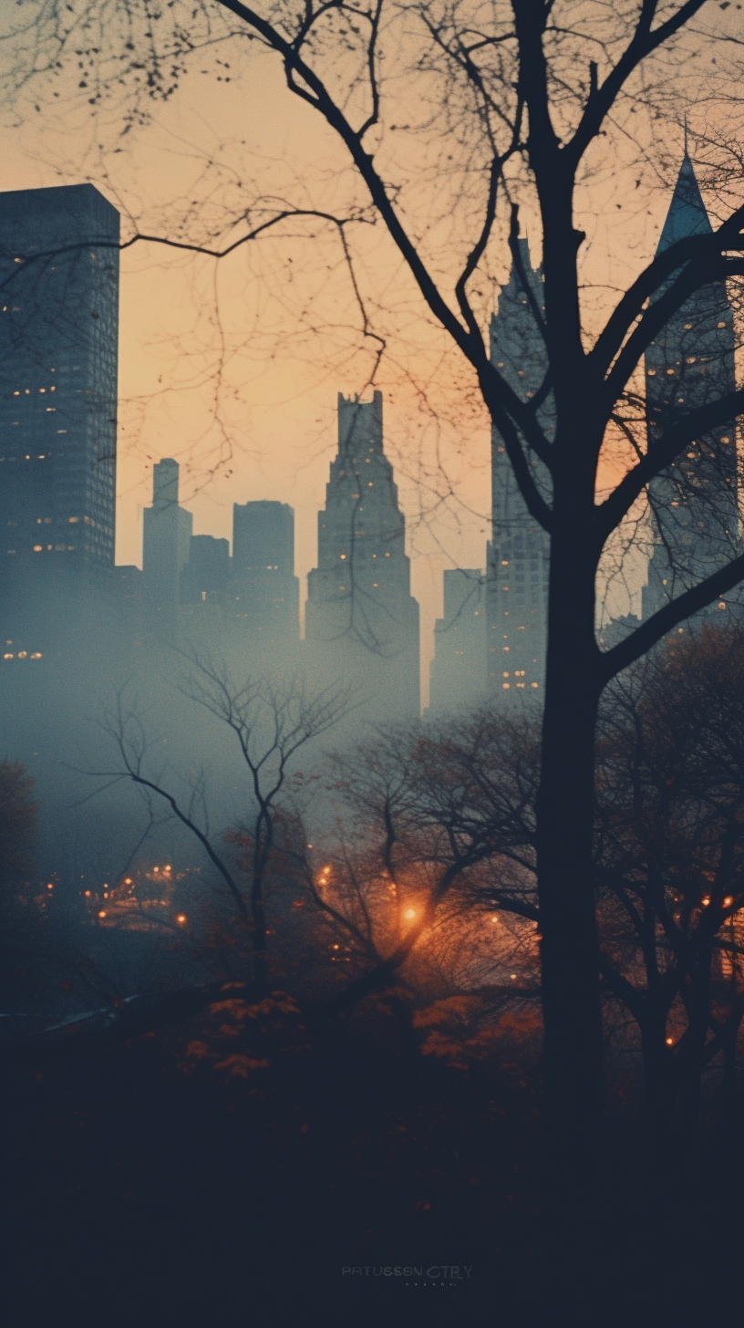 Faded Manhattan Skyline in Autumn