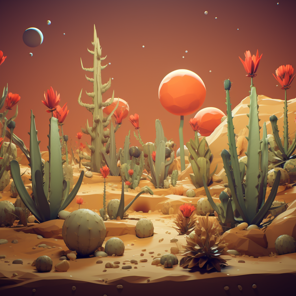 Mars Plants Casual Game Style Prompt