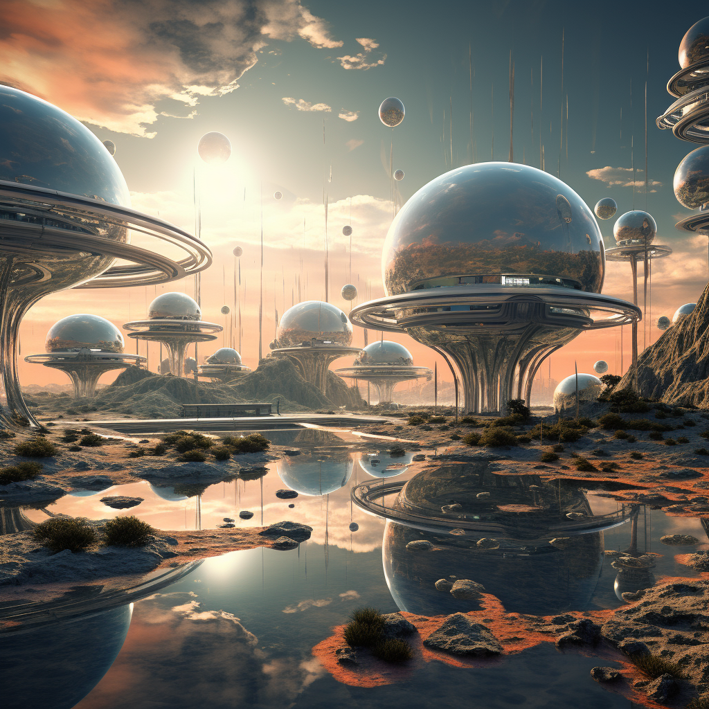 Futuristic mediation landscape image