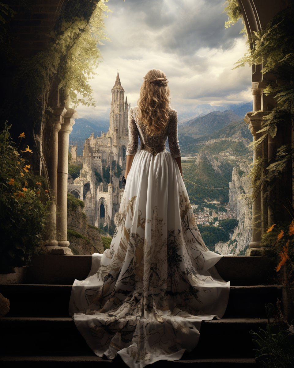 Medieval fantasy princess in surreal kingdom