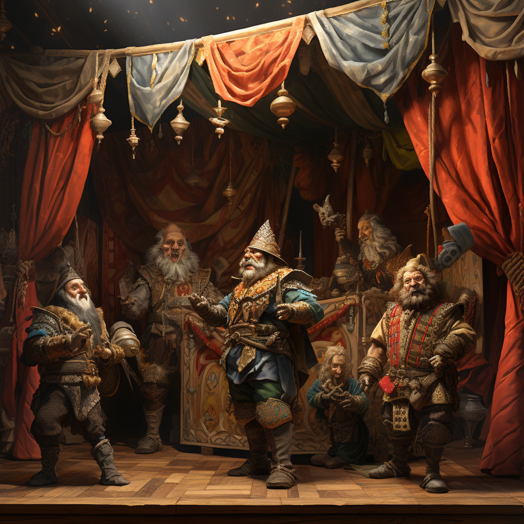 Medieval puppet show in fantasy setting