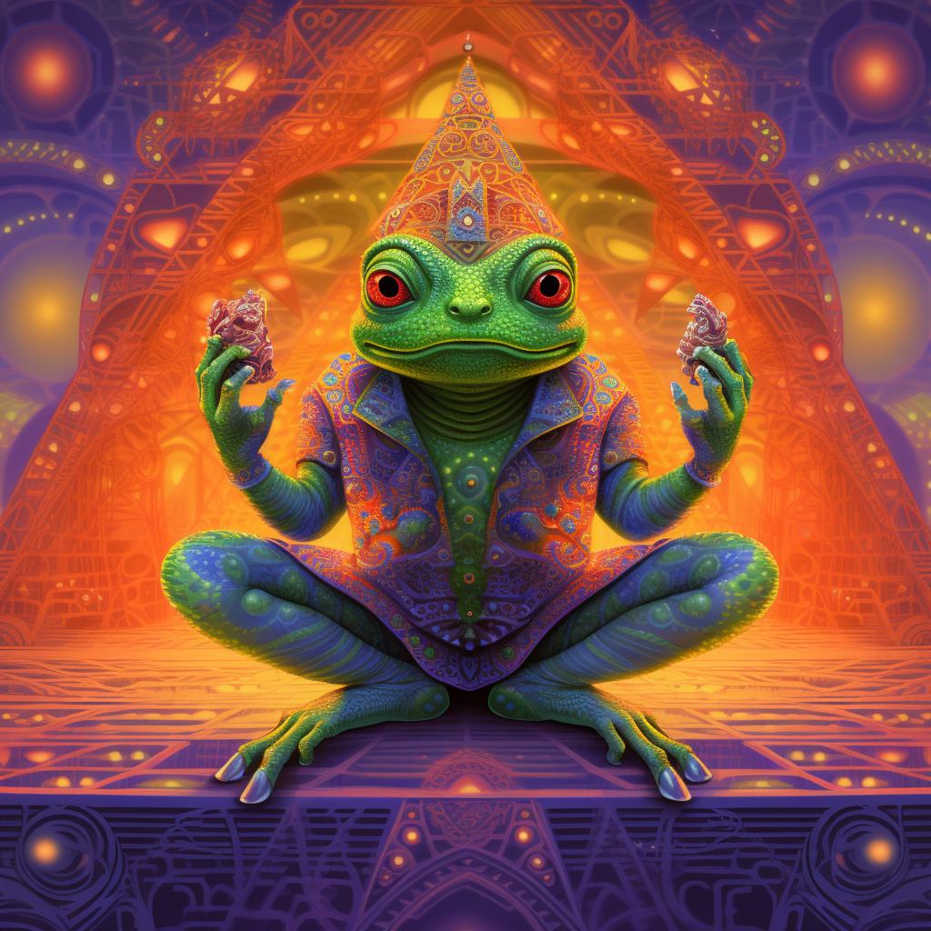 Man meditating with Kambo Frog