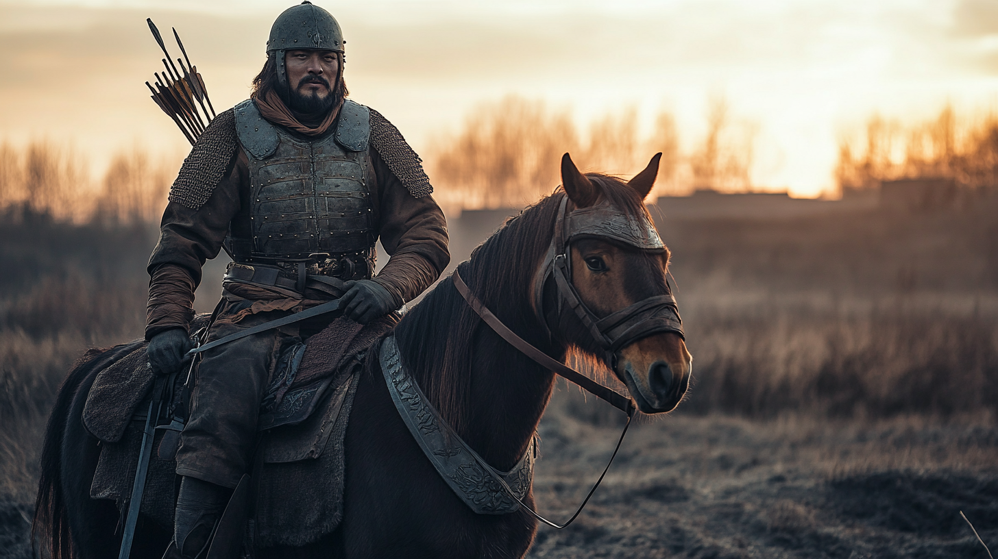 Mongol soldier near European city