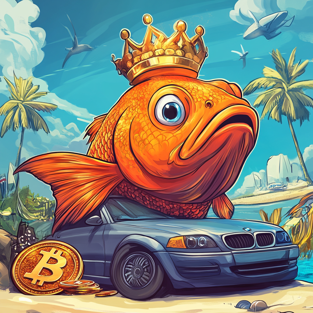 Cartoon orange fish with crown