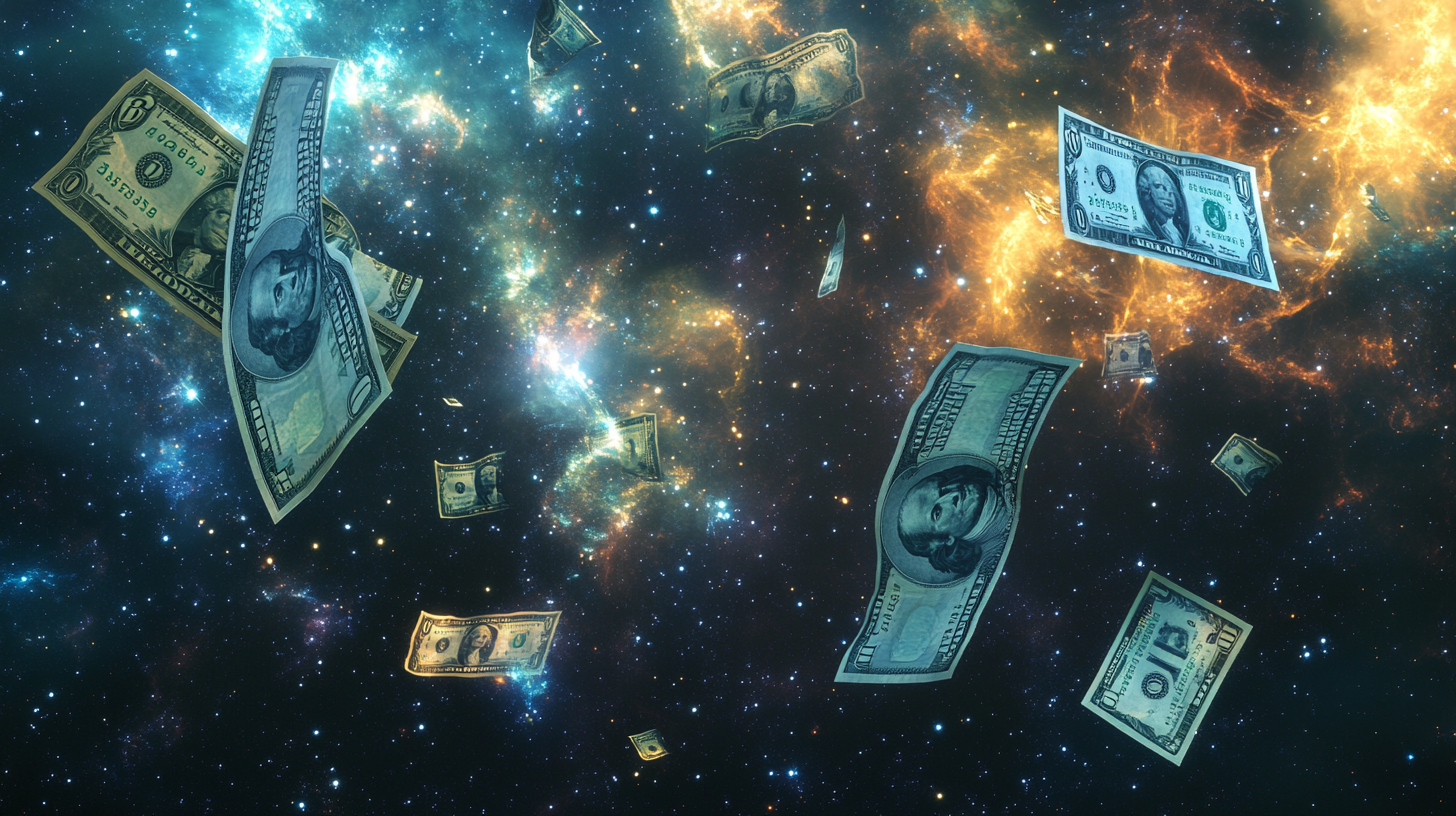 Floating currency symbols in galaxy