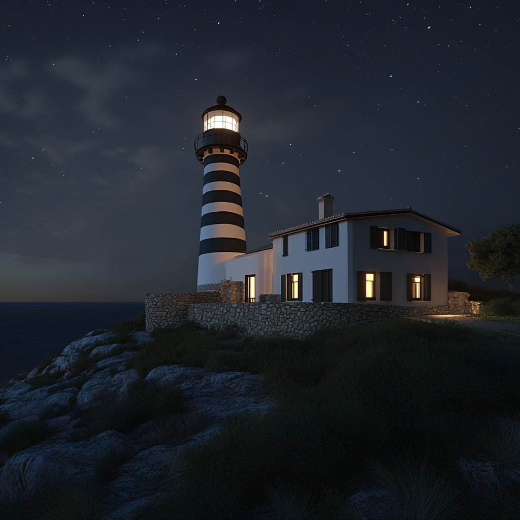 White and Black Lighthouse in Mallorca