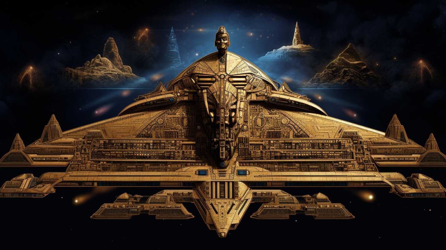 Ancient Egyptian Spaceship in Sandy Gold