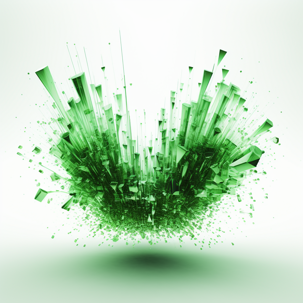 4. Vibrant green cyber particles on white background