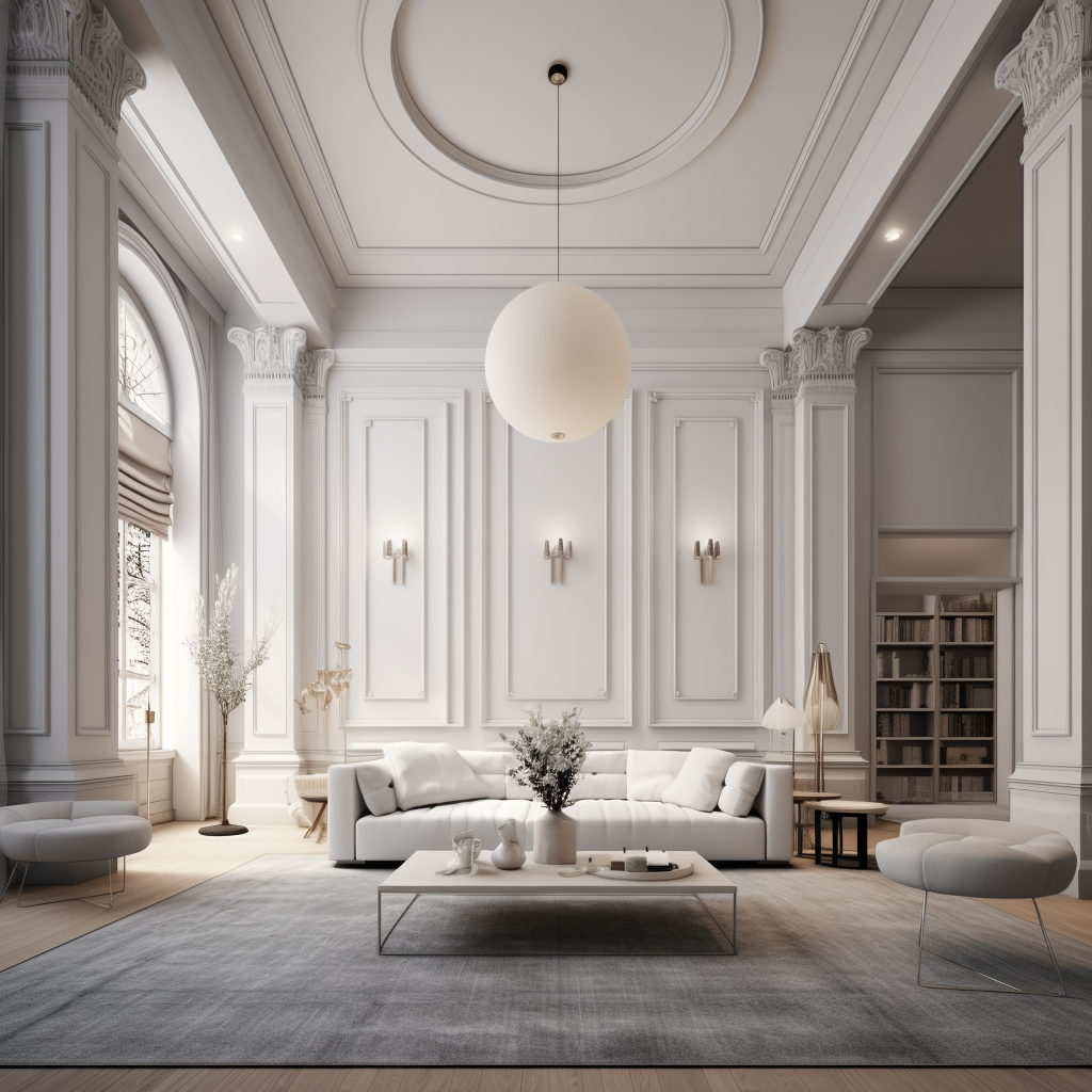 4. Elegant living room design with Ionic columns