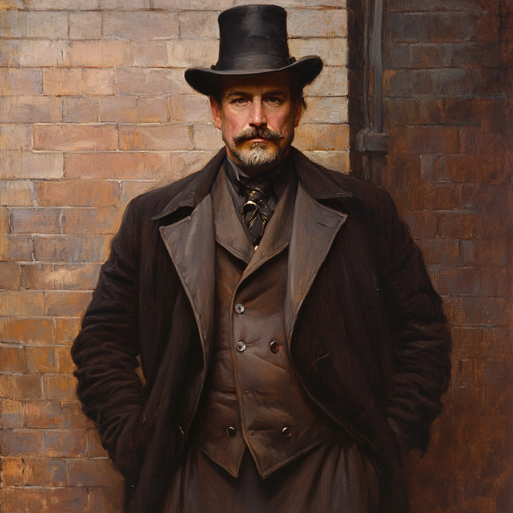 1870 Police Investigator with Robust Build in Long Wool Coat - Keith Parkinson Art