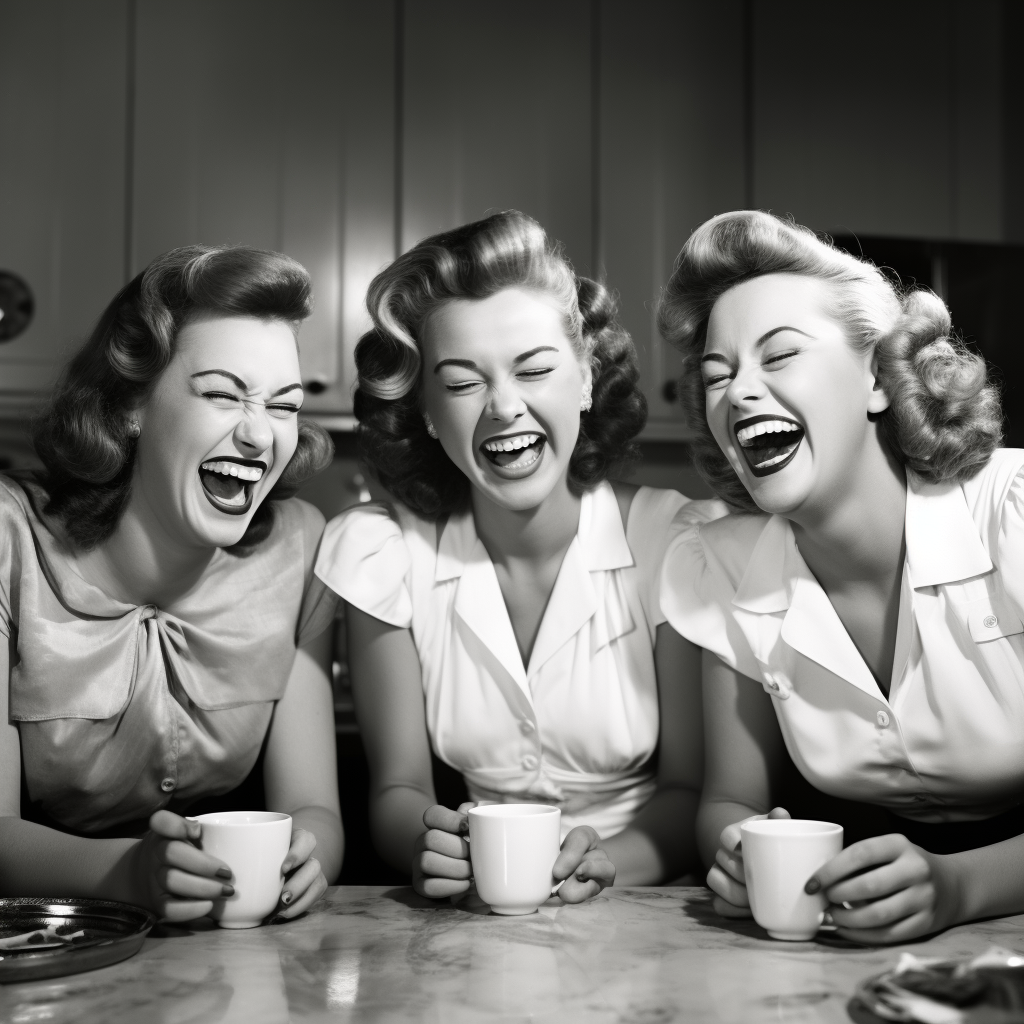 Group of 1950s women enjoying coffee