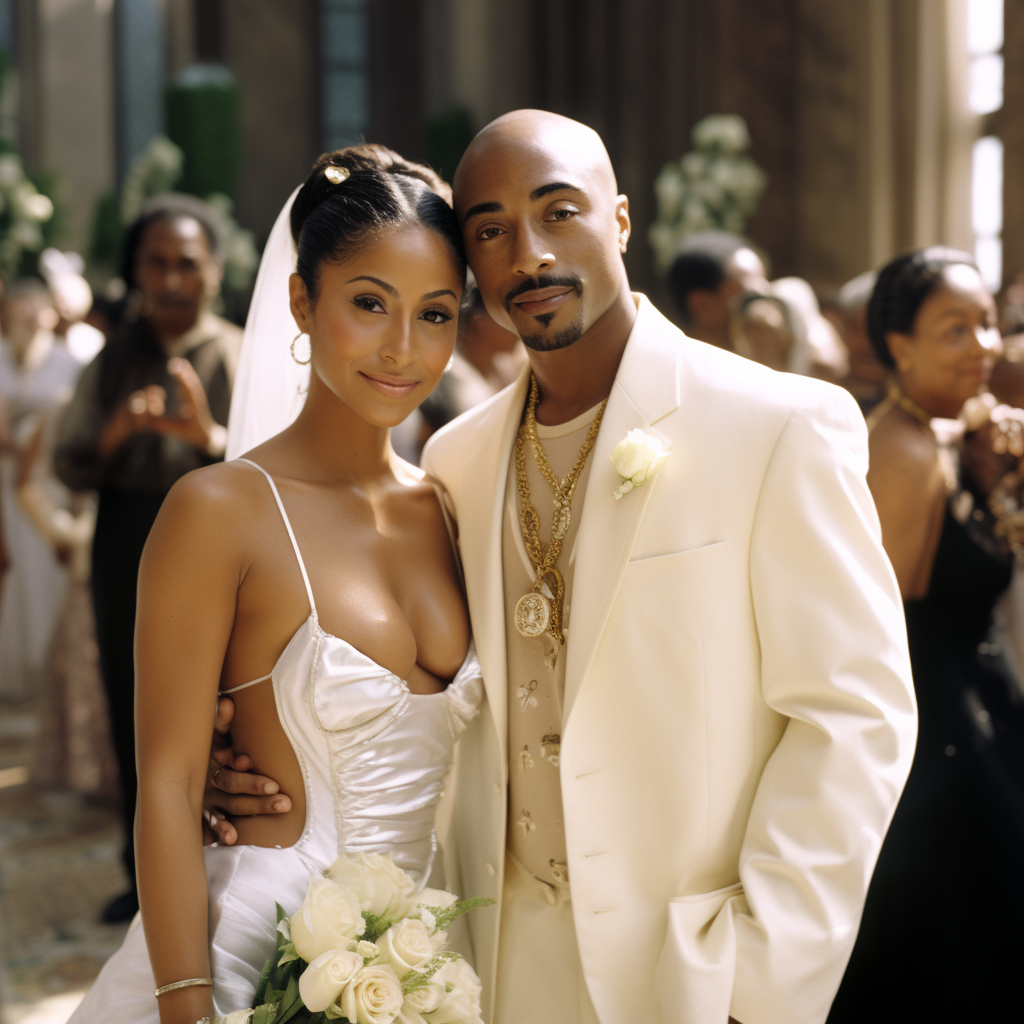 2Pac and Jada Pinkett Wedding Photo