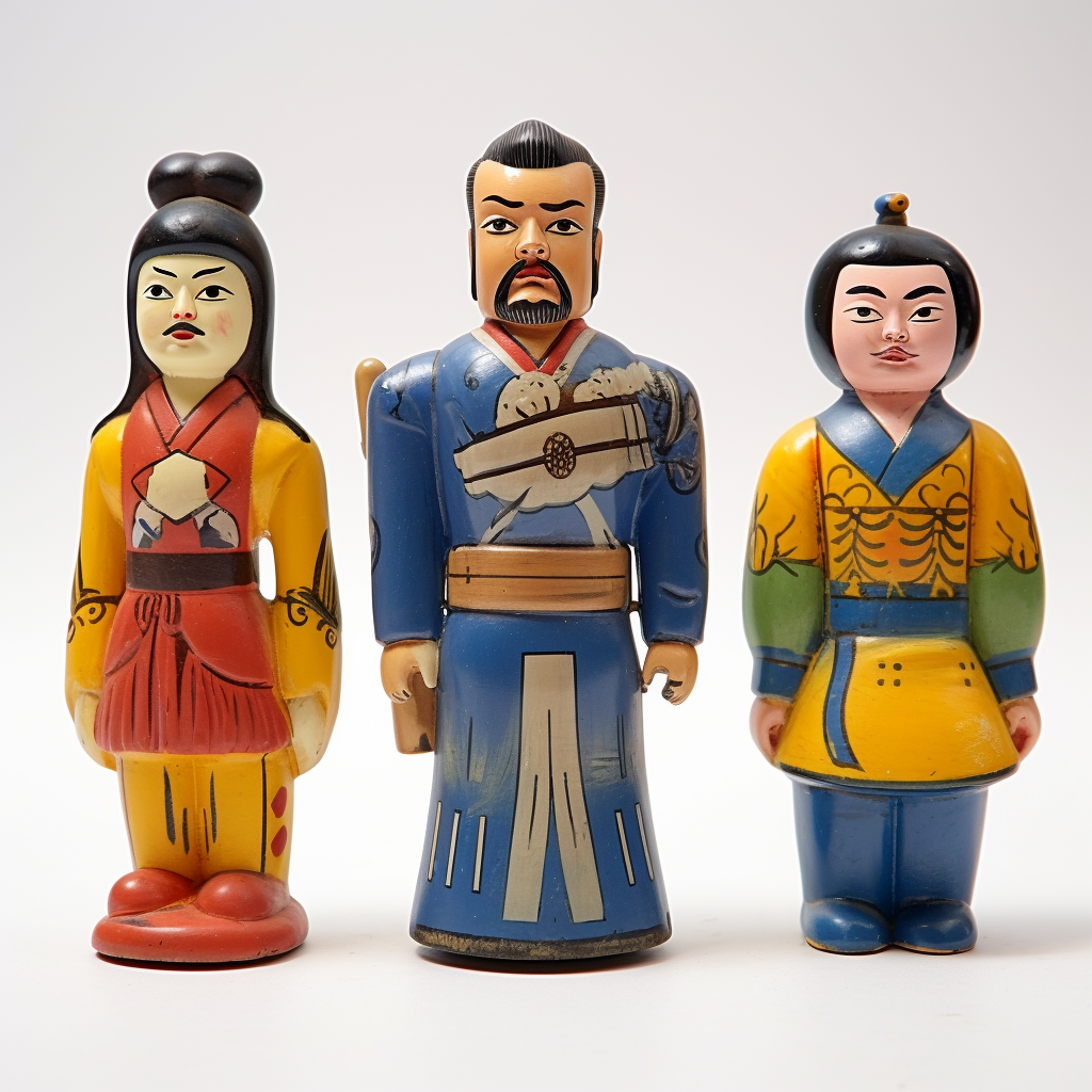 3 vintage Japanese figures in vibrant colors on eBay.