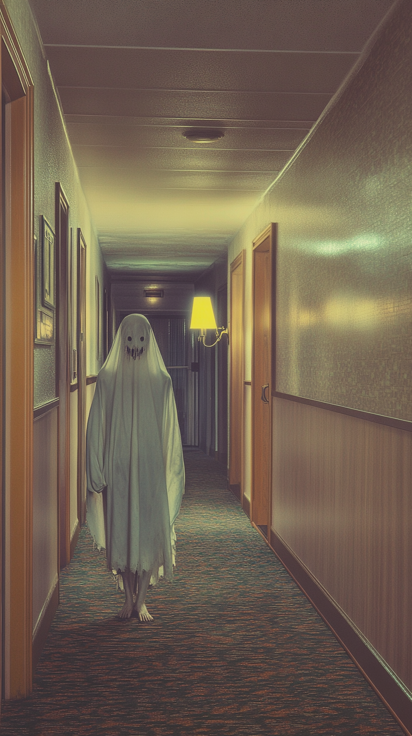 30 year old ghost with lost legs, creepy hotel.